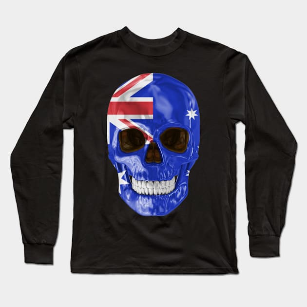 Australia Flag Skull - Gift for Australian With Roots From Australia Long Sleeve T-Shirt by Country Flags